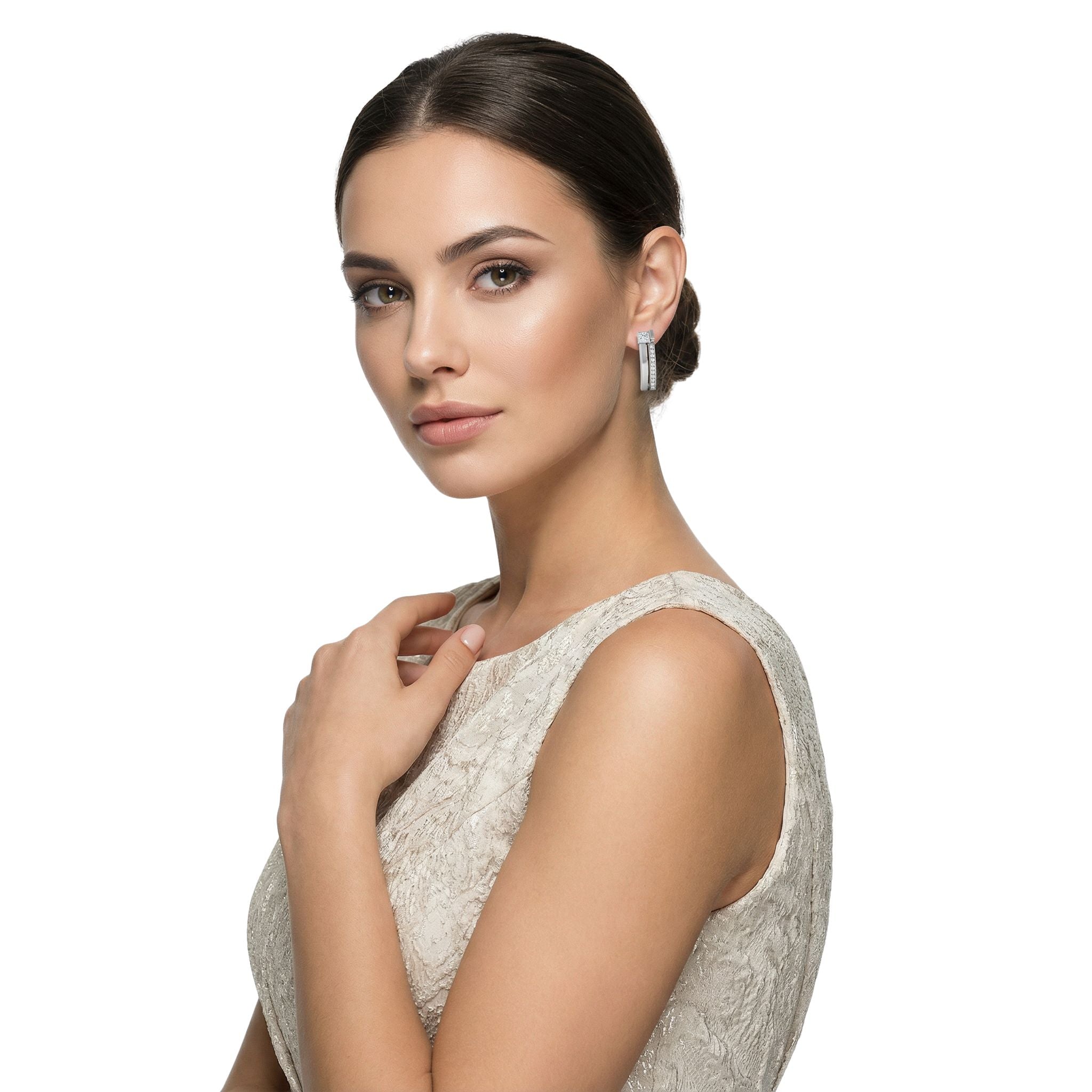 IMPERARI LA PRESENZA – CORE LINEAR EARRINGS WHITE GOLD