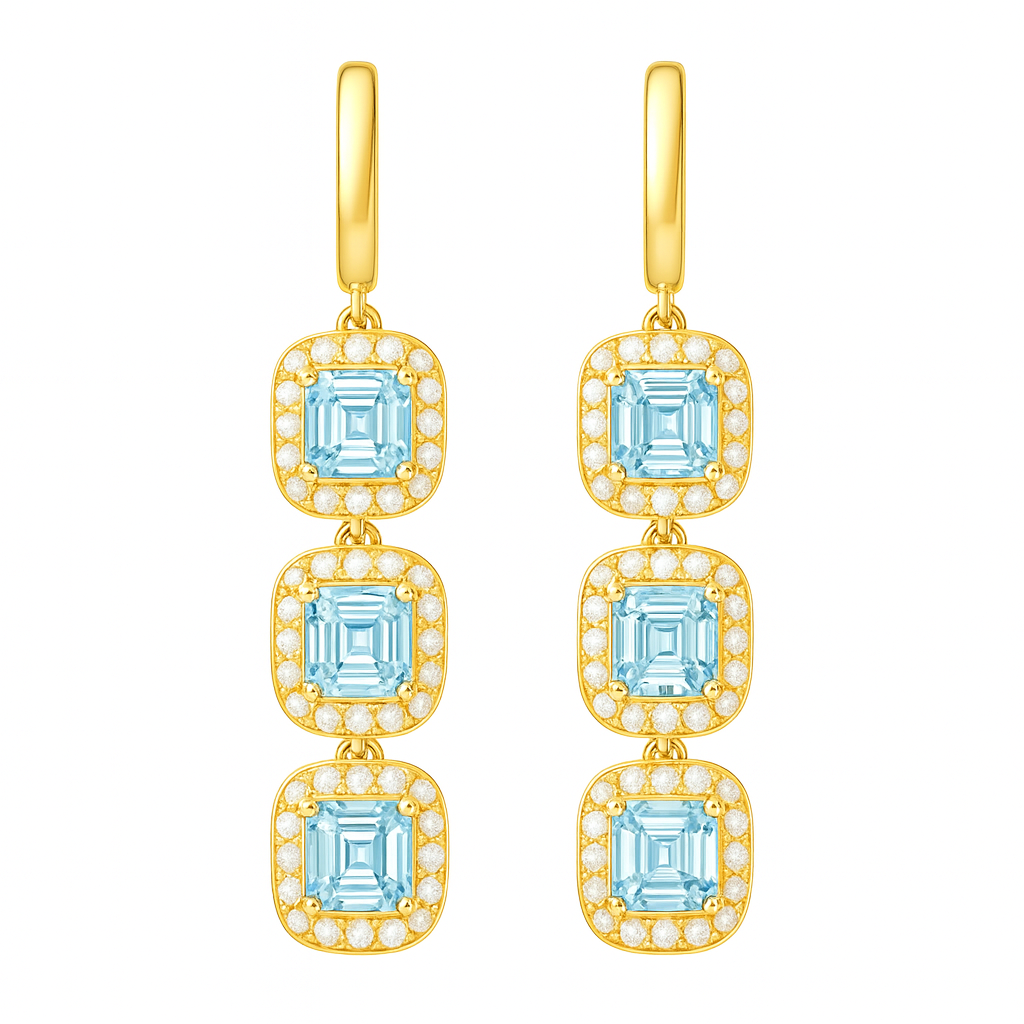 IMPERARI CHROMA – AQUAMARINE EARRINGS YELLOW GOLD