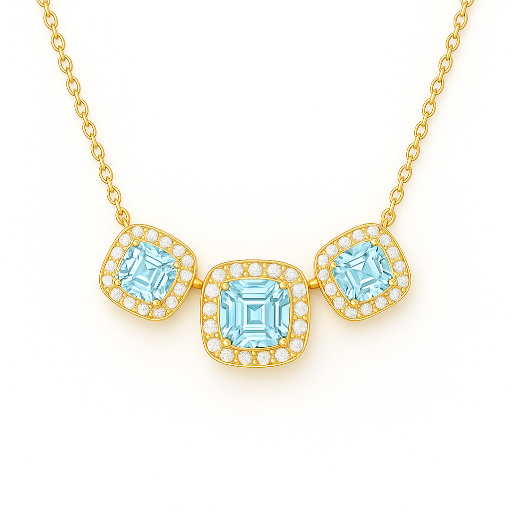 IMPERARI CHROMA – AQUAMARINE NECKLACE YELLOW GOLD