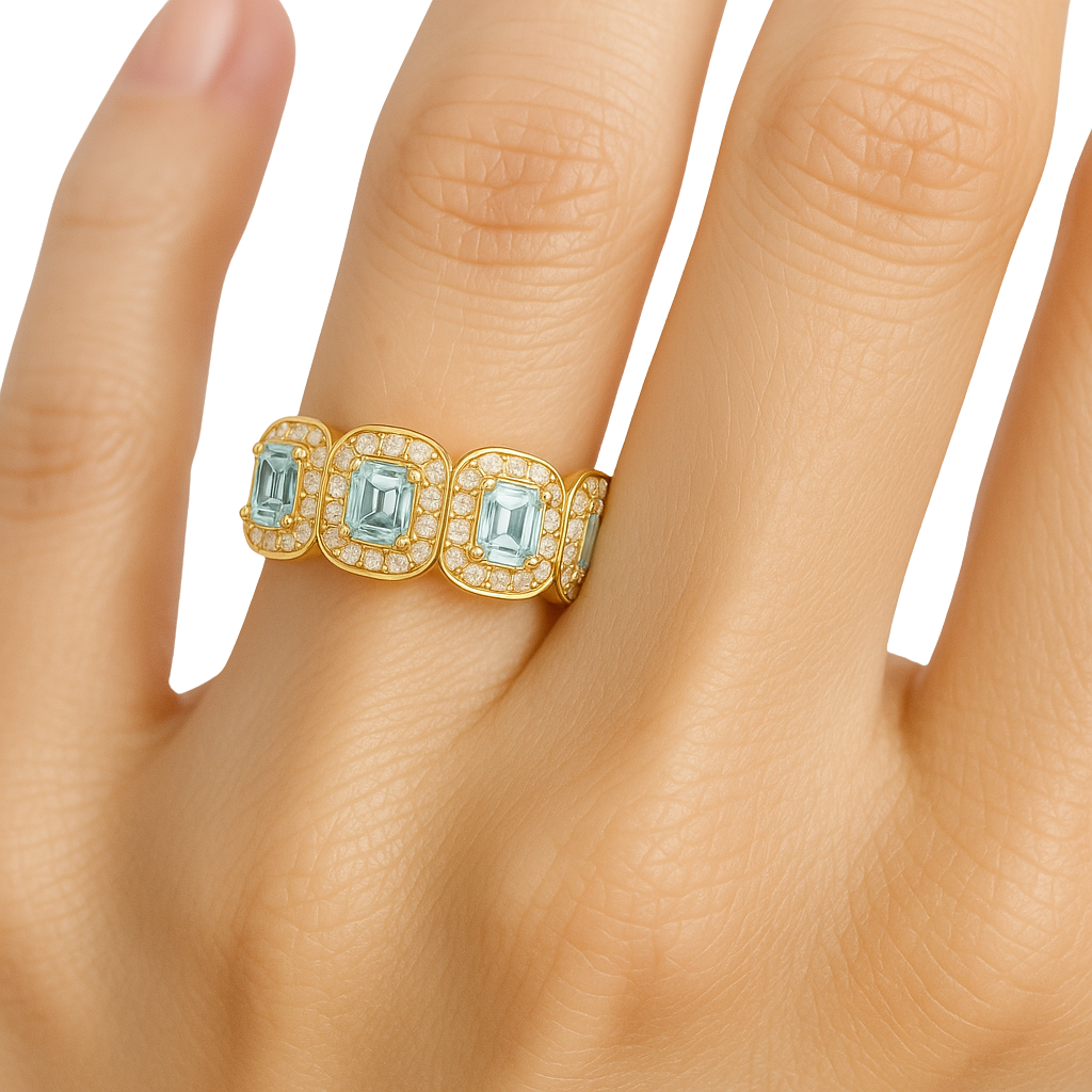 IMPERARI CHROMA – AQUAMARINE RING YELLOW GOLD